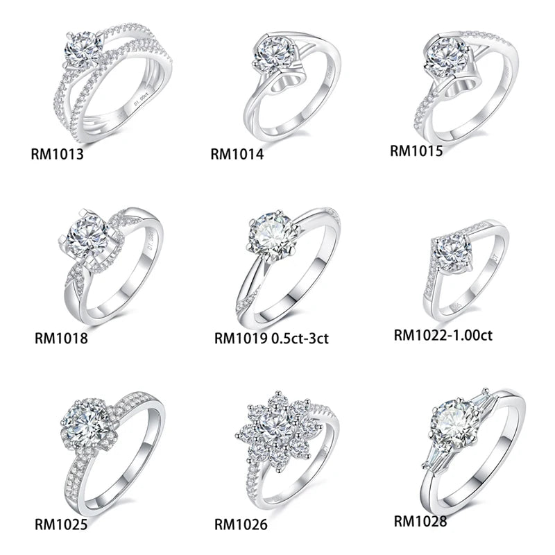 Starsgem Fashion 925 Silver Ring Carat Moissanite Ring White Gold Plated Sterling Silver Moissanite Jewelry Woman
