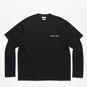 F230522 Custom Hip Hop Patchwork Long Sleeves T Shirt Men Custom Screen Printing Contrast Stitch Layered Long Sleeve Shirts