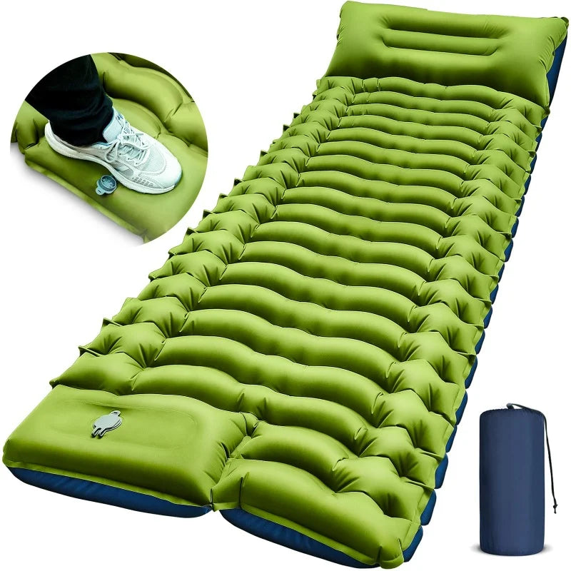 Custom Portable Ultralight Inflatable Foldable TPU Sleeping Pad Mattress Built-in Foot Pump Compact Backpacking Hiking 4 Seasons
