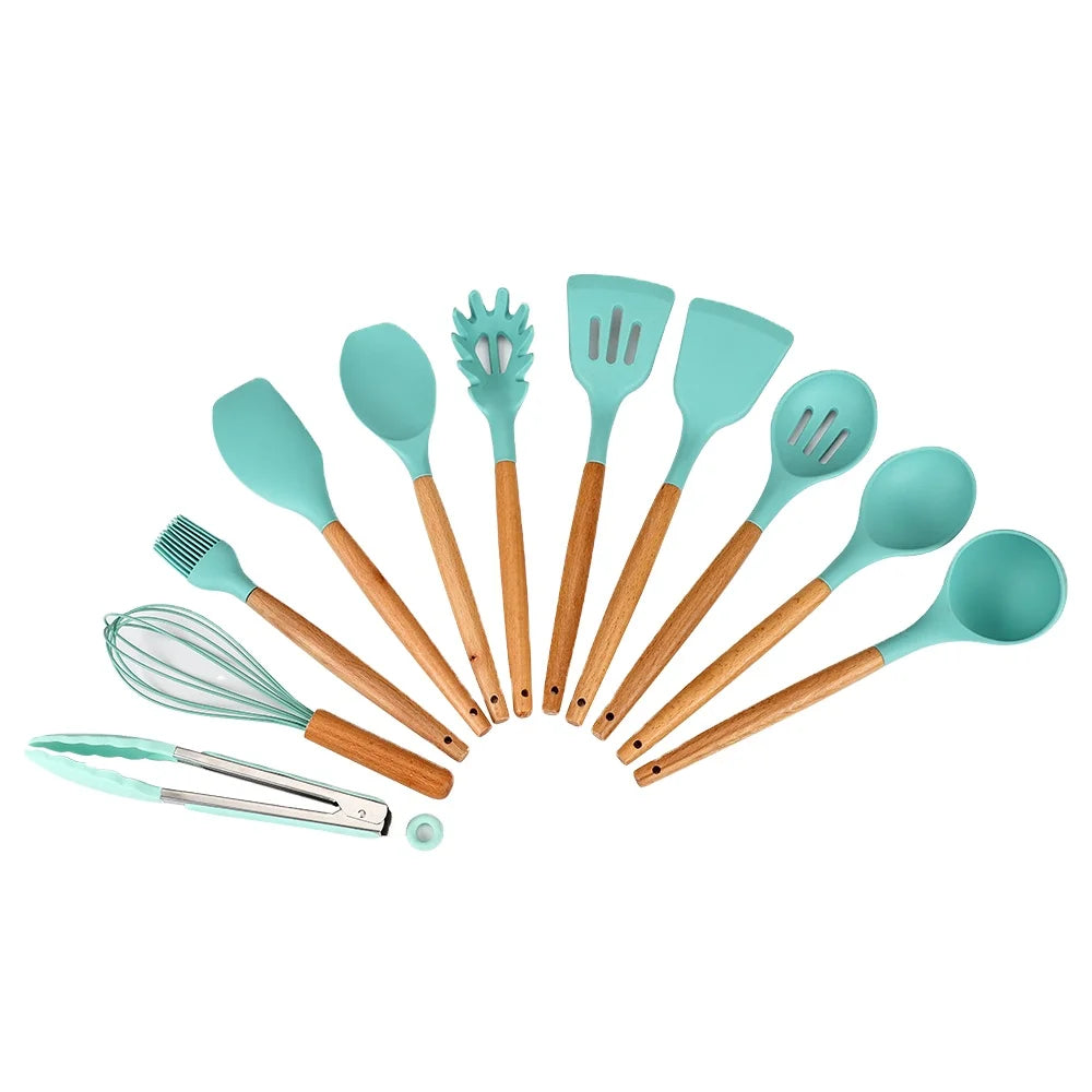 Silicone Kitchen Cooking Utensil Set for Cooking and Baking with BPA-Free One Piece Seamless Design