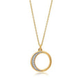 Milskye Women Round Design Pendant Hollow Choker Crescent Diamond Necklace