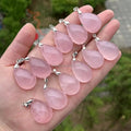 Natural Crystals Healing Stones Jewelry Droplet Shape Pendant Rose Quartz Pendants Charms for Jewelry Making