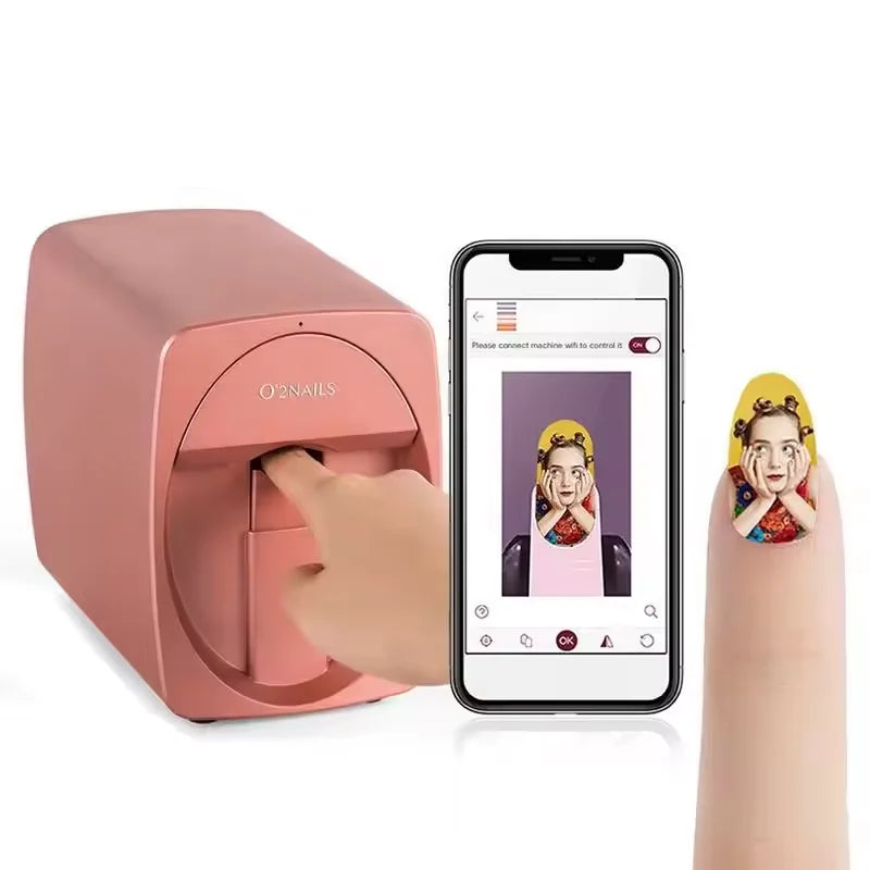 Portable 3D Intelligent Nail Printing Machine Automatic Smart Mobile Wifi  DIY Nail Printer