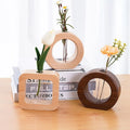 Modern Creative Solid Black Walnut Wood Self Watering Test Tube Vase Japanese Hydroponic Planter Eco-friendly Simple Desktop