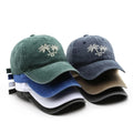 Outdoor Soft-top Baseball Caps Denim Washed Coconut Tree Embroidered Cotton Dad Hat Vintage Snapback Cap