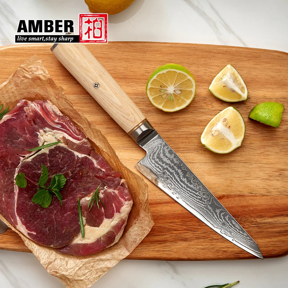 67layers Powder Steel S35VN Damascus Steel Japanese Honesuki Eco-Friendly Ambidextrous Wood Handle Boning Fillet Knife