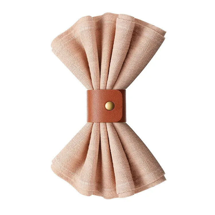 Handmade Rustic Farmhouse Wedding Restaurant Decor Christmas PU Leather Napkin Rings