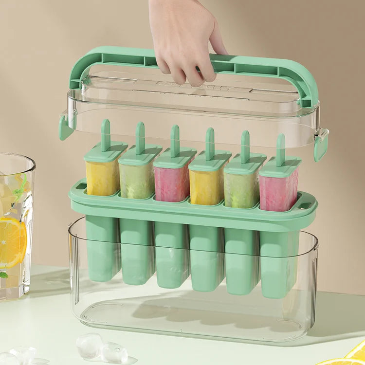 2025 New Style Ice Cream Popsicle Molds Silicone Kids Ice Cream Molds Green Popsicle Ice Cream Mold for Summer