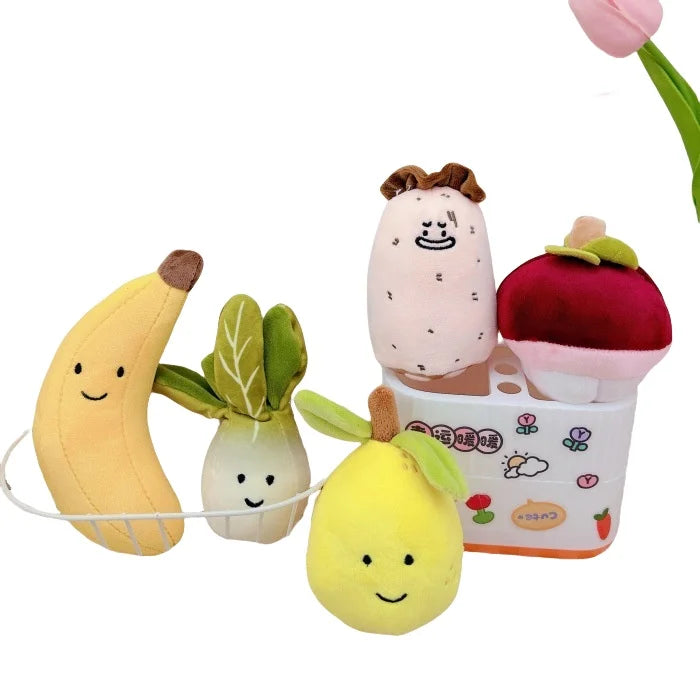Cartoon Cute Plush Doll Keychain Vegetables Fruit  Key Chain Keyring Car Bag Charm Pendant Hanging Ornament Gift Accessories