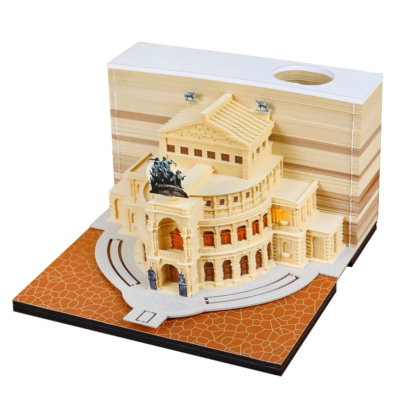 Therapeutic Hand-Ripping Notepad with 379 Pre-Scored Sheets Progressive 3D Semperoper Dresden Building Sculpture Paper Craft