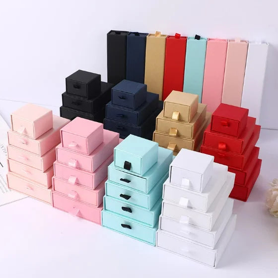12pcs Drawer Jewelry Box Ring Necklace Box Black Earring Bracelet Jewelry Organizer Packing Display Jewelry Boxes and Packaging