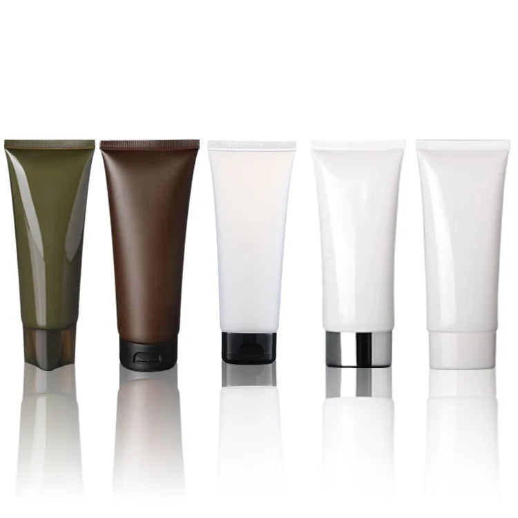 50g 100g White PE Plastic Face Cleanser & Eye Cream Cosmetic Bottle Tube with Pump Sprayer Silk-screen Printing for Packaging