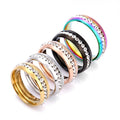 Duyizhao Fashion Popular Titanium Steel Ring a Row of Rhinestone Rings Around Exquisite Diamond Rings for Gift