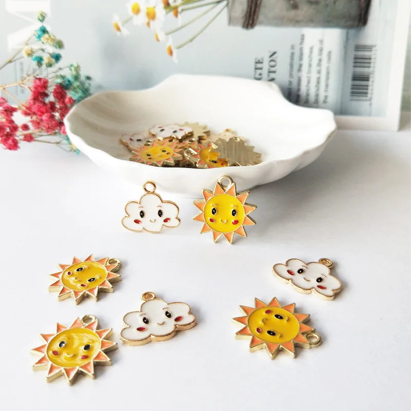 Enamel Smile Sun Cloud Charms Bracelet Pendant Charms for Jewelry Making