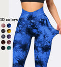 New Arrivals V Cut Waisted Tie Dye Leggings Custom Logo Women Scrunch Butt Seamless Yoga Leggings