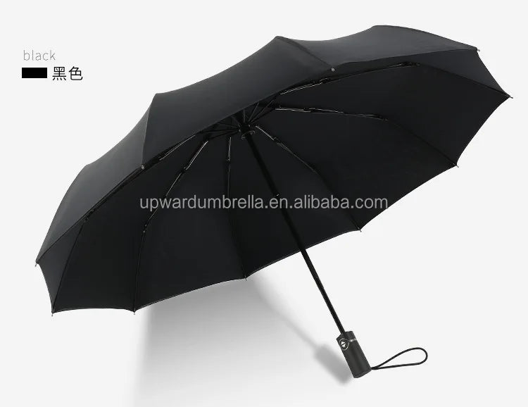 Black Umbrella Automatic Mens Folding Umbrella with logo Prints Rain Umbrella Automatic