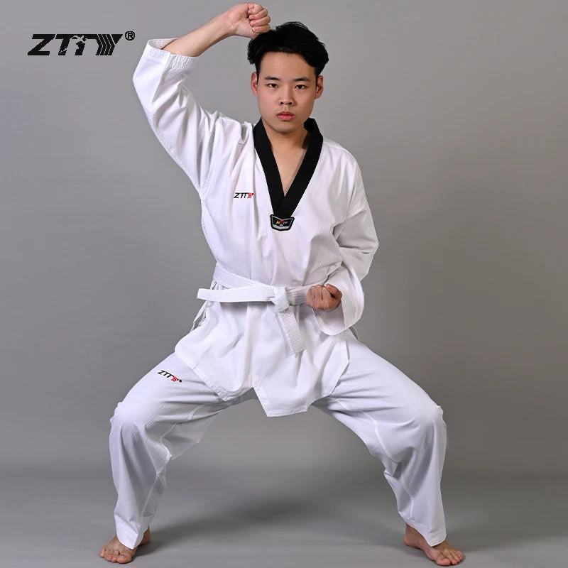 Wholesale Custom Made White Unisex Gender Taekwondo Master Uniforms Martial Arts Best Quality Kung Fu Taekwondo Itf Suits