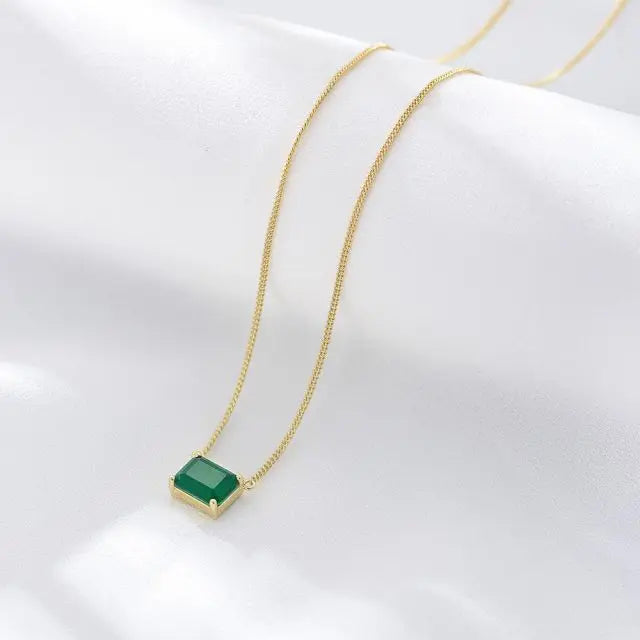 925 Sterling Silver Jewelry Making Supplies square Emerald Necklace Fine Jewelry Pendants Charms