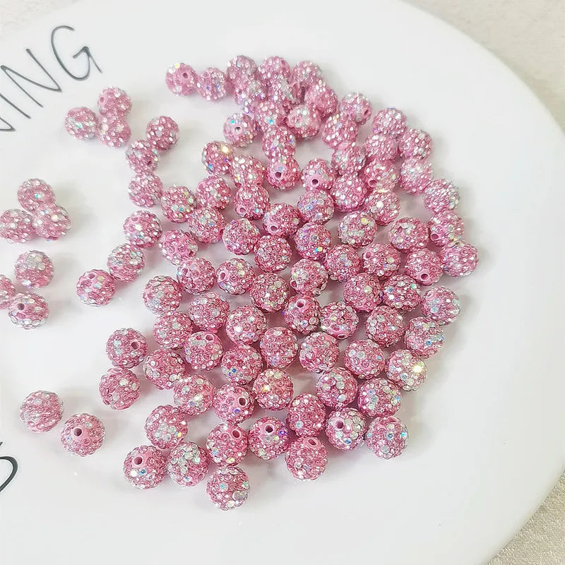 Top Quality 10mm Round Shape Dense pink Starry Sky Clay Diamond Ball Jewelry Accessories for DIY Jewelry