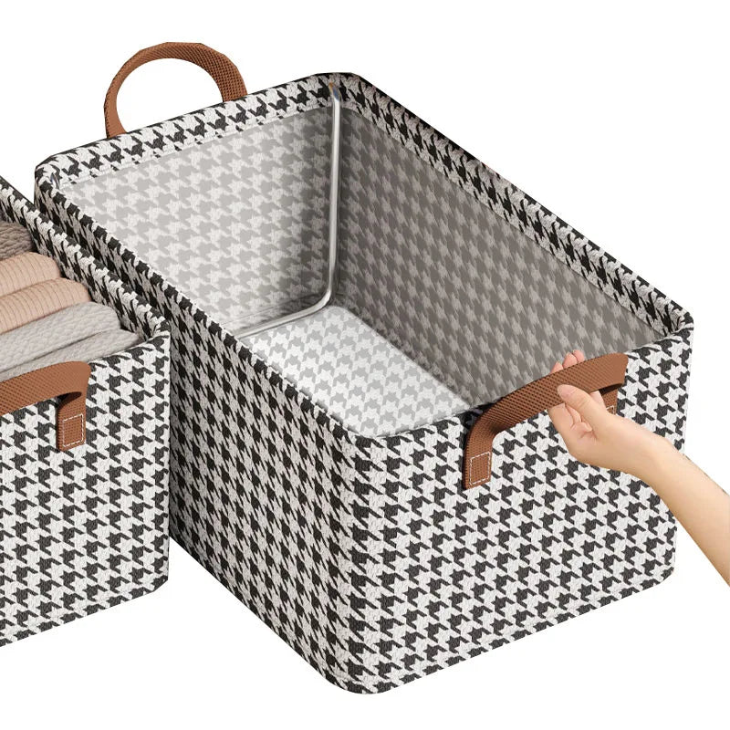 Large Capacity Moistureproof Portable Foldable Storage Box with Metal Frame Fabric Clothing Storage Basket Rectangle Shape