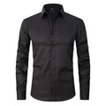 Custom Men's XL Size Stand-Up Collar Yarn Dyed Anti-Wrinkle Eco-Friendly Casual Dress Shirts Long Sleeve Breathable Twill Autumn