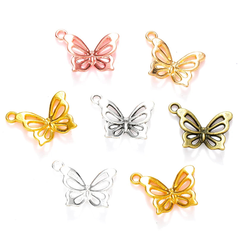 100pcs/bag butterfly Charms for Bracelets Necklace Pendant DIY Handmade Jewelry Making Accessories 20*15mm D2133