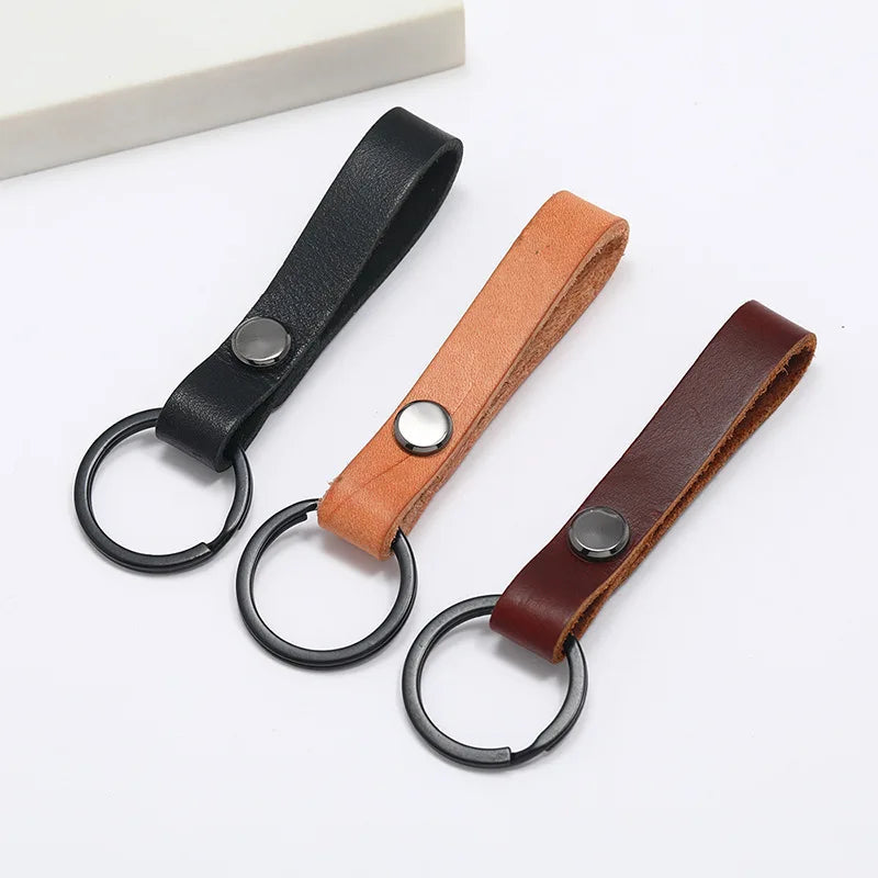 Hot Selling New Vintage Cowhide Blank Keyring Gifts Sublimation Logo Keychain  Factory Wholesale Genuine Leather Keychain
