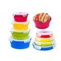 Top Seller Round Bento Lunch BoxDishwasher Microwave Safe Collapsible Silicone Foldable Food Storage Container for Kid Camping