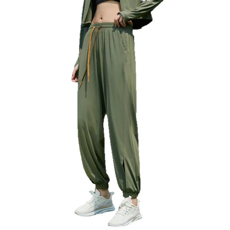 Summer Loose Casual Women's Jogger Pants Quick-Drying Sports Pants Outdoor UPF50+ Original Yarn Ice Silk Sun Protection Pants