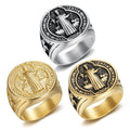 Wholesale Classics Stainless Steel Jesus Cross Ring Fashion Gold Plated Christian Jewelry Gift for Men