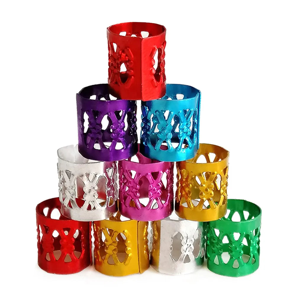 Large Stock Dreadlocks Aluminum Rings DIY Accessories Hair Decoration Braiding Metal Cuffs Rings Clips