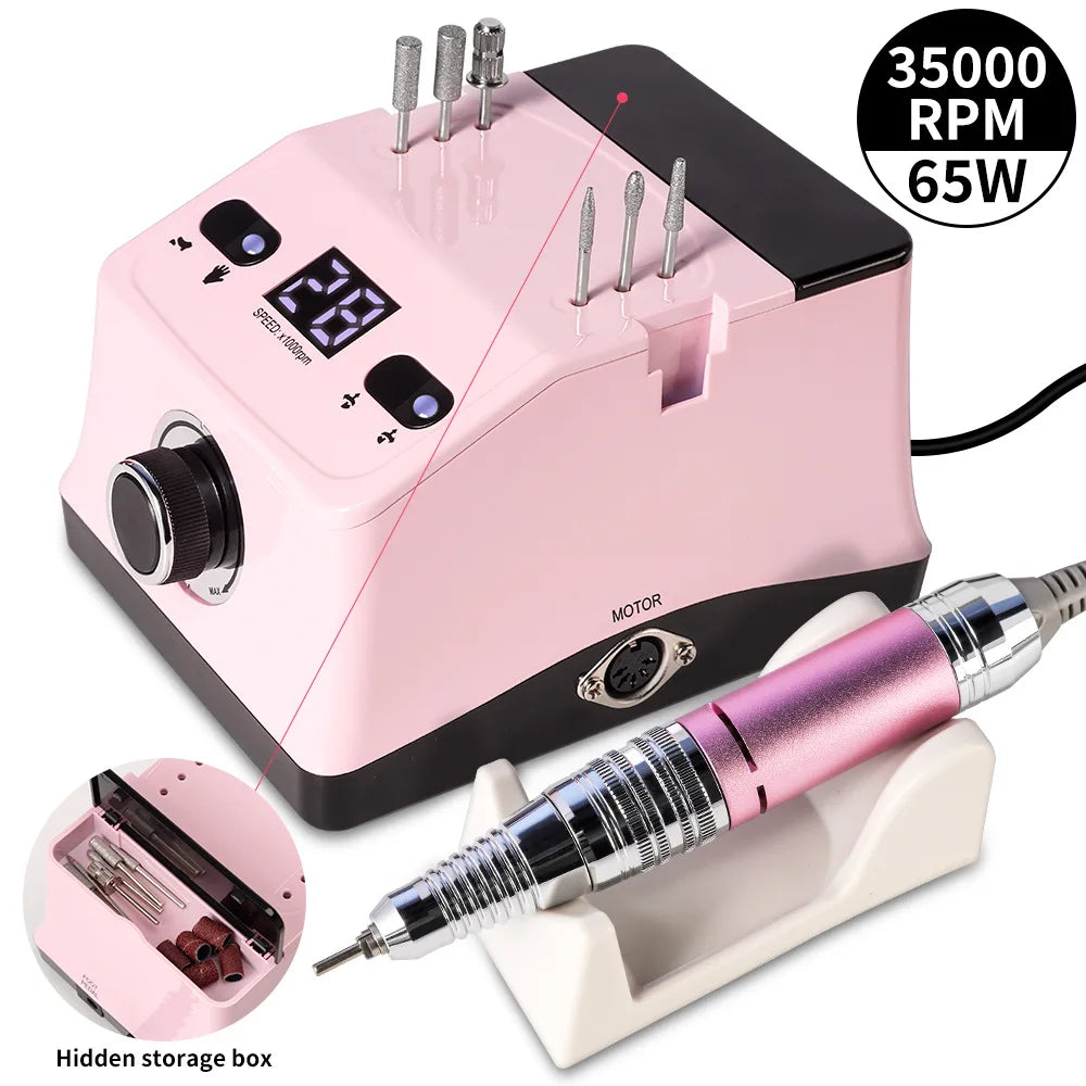 Portable High-Power 35000RPM Salon Nail Drill Machine with Brushless Motor Desktop Display Nail Drill & Polishing File