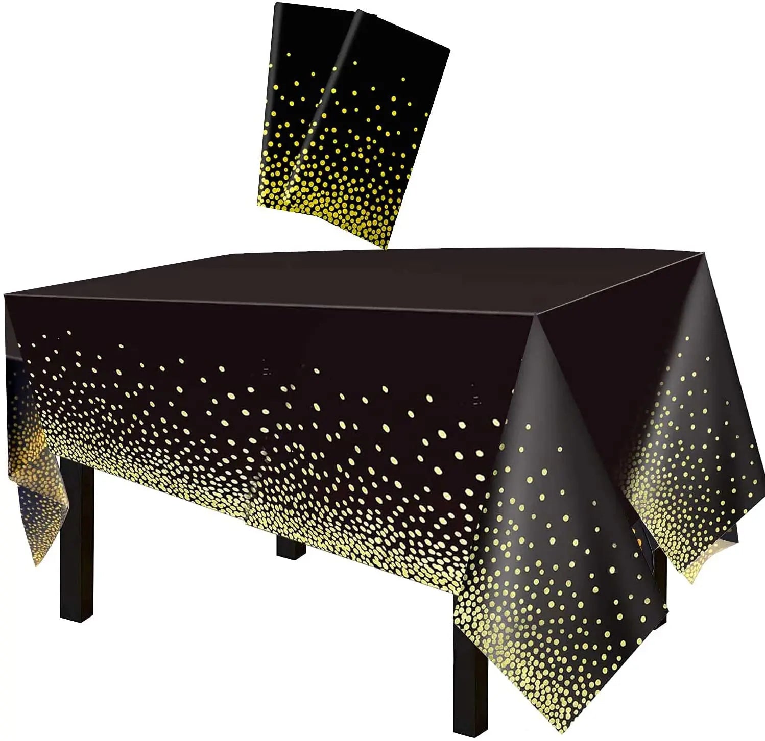 White Black Bule Pink 137*274cm PEVA Plastic Disposable Nappe De Table Cloth Tablecloth with Gold Dots for Party