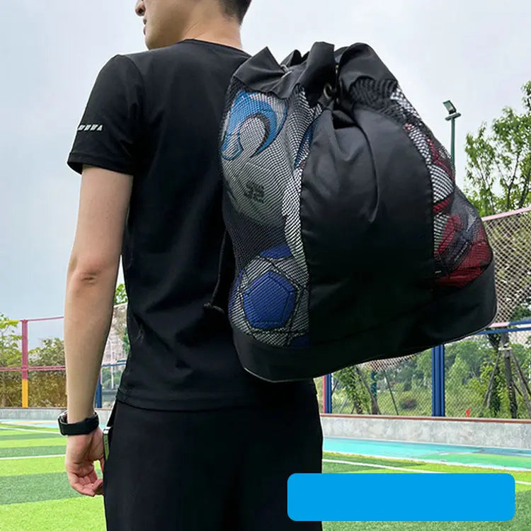 Custom Large Capacity Gym Mesh String Outdoor Sport Bag 6 Balls Train Football Soccer Equipment Made Durable Polyester Men Women