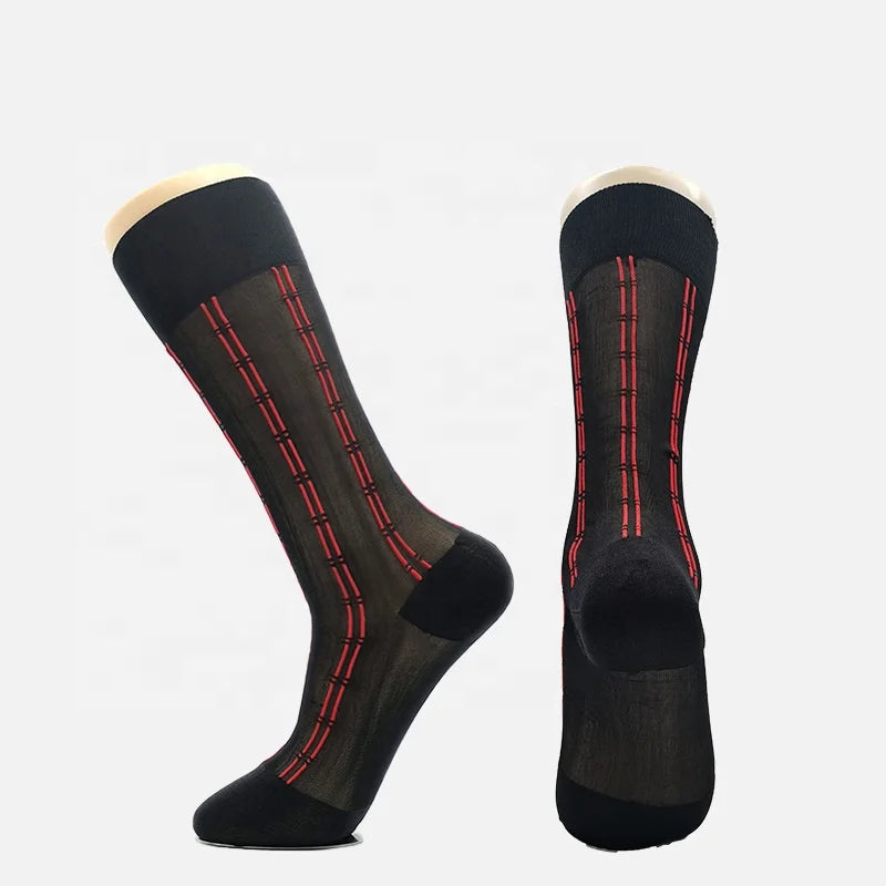 Wholesale Summer Soft Mesh Ultra Thin Silk Socks Nylon Sheer Formal Dress Socks for Men