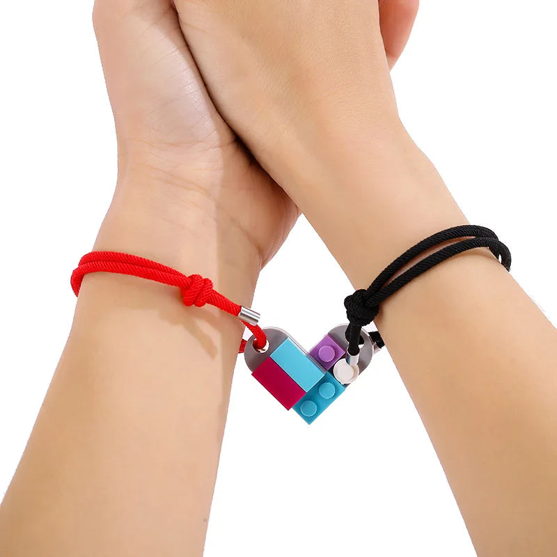 2PCS Adjustable Paired Lucky Red Love Bangle Jewelry Magnet Best Friend Energy Bead Rope Couple Bracelet Magnet