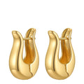 18K Gold Plated Brass Jewelry U Shape Hoop Ear Stud Hollow Accessories Earrings E211271