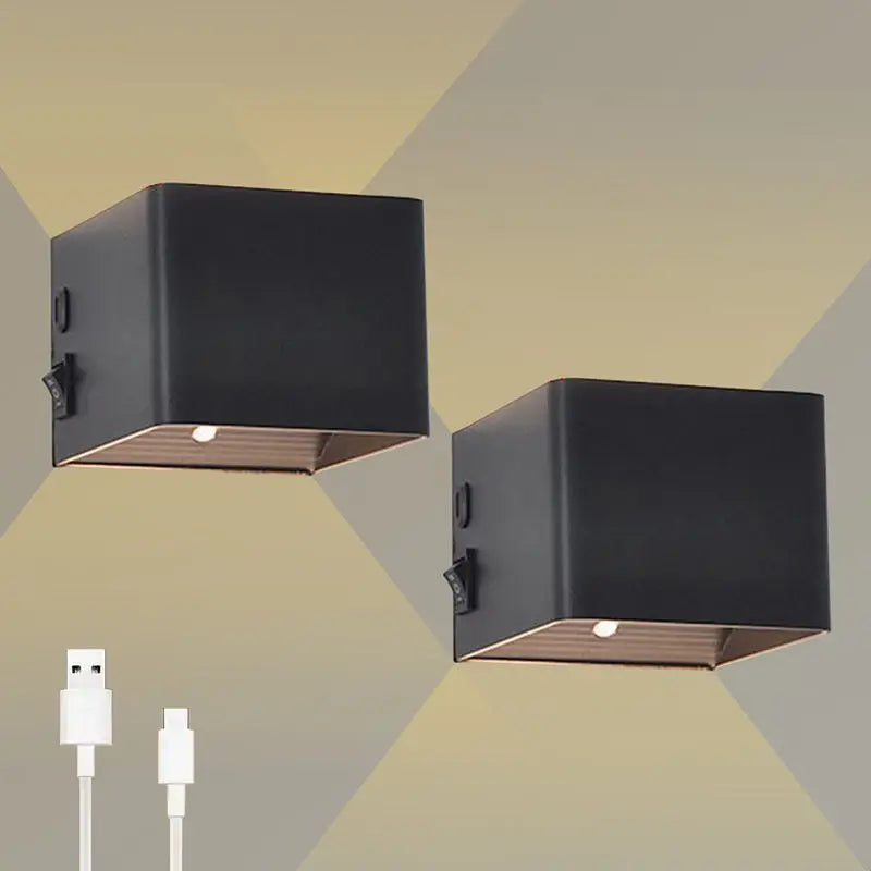 Modern up Down Wall Mount Lights Dimmable LED Wall Sconce Battery Powered Set of 2 Touch Control Wall Light Rechargeable Black