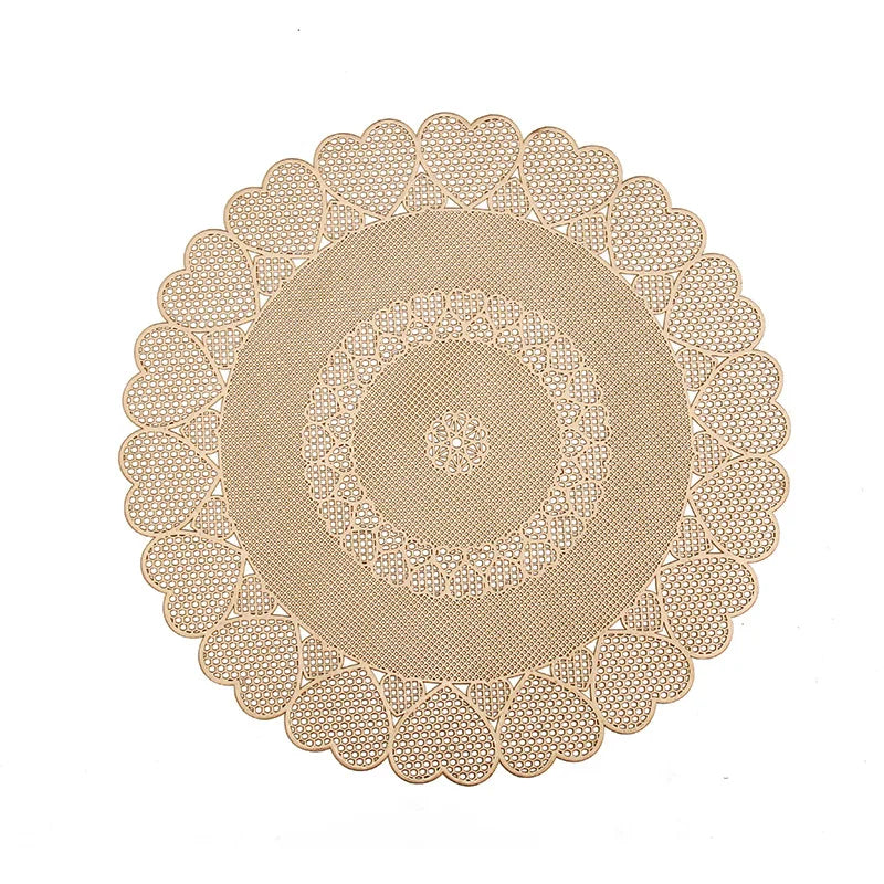 Factory Wholesale STOCK Gold PVC Eco-Friendly Macrame Placemat  Round  Placemat for Decoration