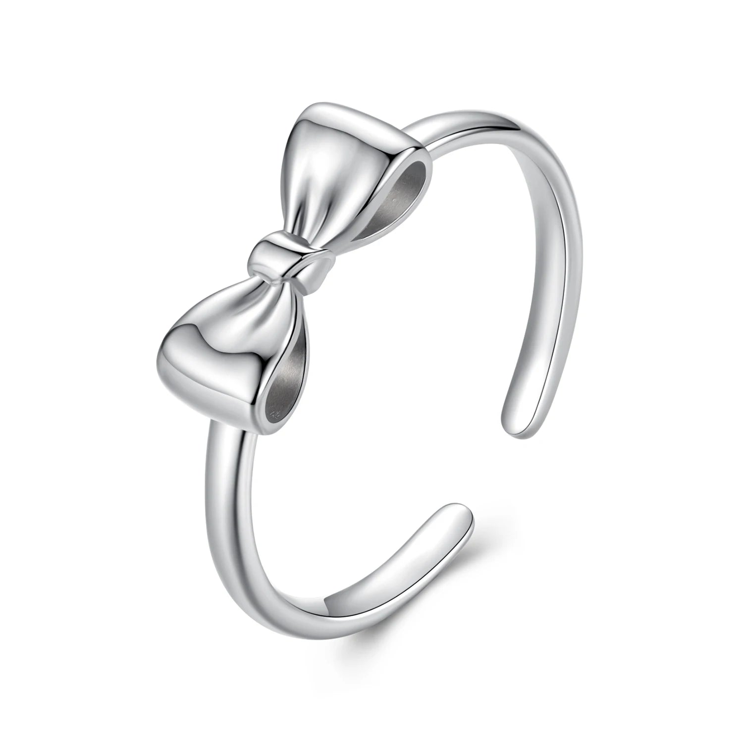 925 Sterling Silver Bow-knot Open Ring Adjustable Bow-knot Band Plated White Gold for Women Party Original Fine Jewelry BSR664
