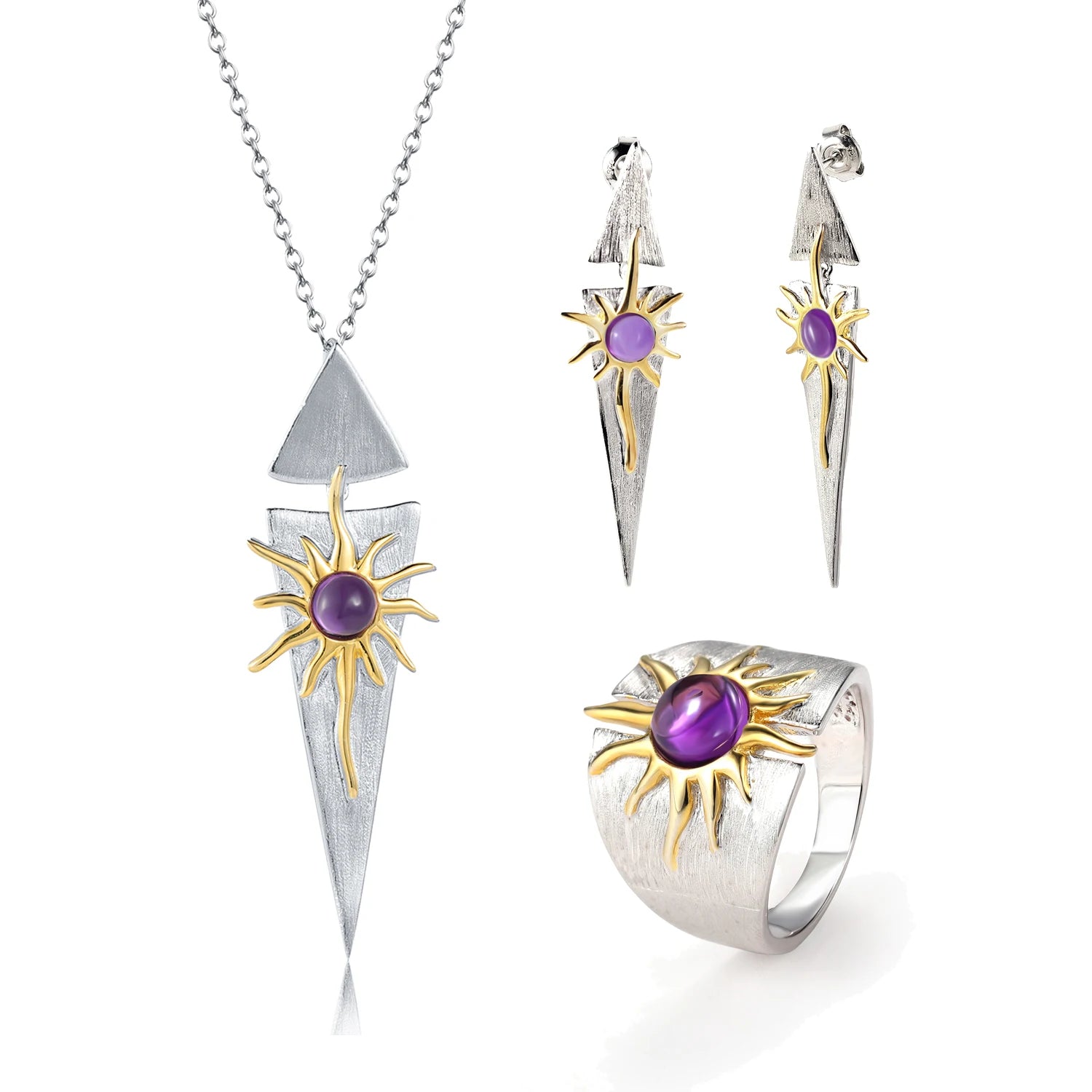 C7786 Abiding Jewelry Morden Style Round Cabochon Cut Natural Gemstone Western Myths Women Bridal Jewelry Set