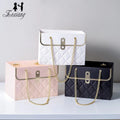 Zexwrap America New Luxury Gold Edge Flower Bag Box with Long Tote Gold Chain