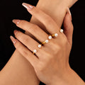 MC174 Wholesale Anillos Stainless Steel Pearl Open Ring Gold Plated Vintage C Shape Ring Women's Fashionable Jewelry Rings