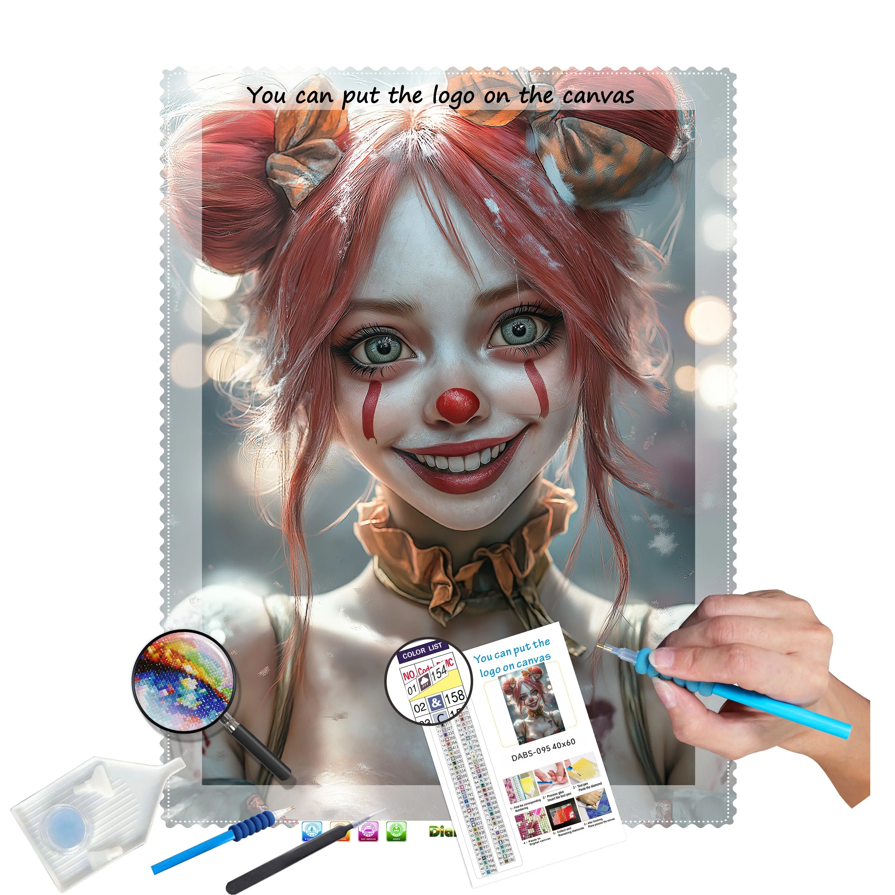 N-2204 Custom 30x40cm Diamond Art Painting Set Round/Square Drills Portrait of Smiling Girl Photo-Realistic Diamond Painting