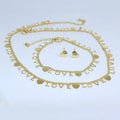 S11170 Unique 18k Gold Plated Love Heart Disc Dangle Charms Station Necklace Earring Women Accessories Jewelry Sets