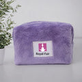 Royal Fair Custom Color Crystal Super Soft Quilted Puff Cosmetic Bag Velvet Makeup Storage Bag Teddy Makeup Organizer Women