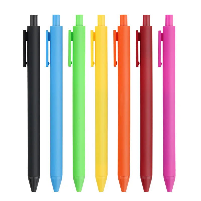 Nice Simple Stationery Writing Pen Solid Color Smooth Rubber Coated Barrel Soft Click Push Retractable Button Gel Ink Pen Gift