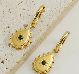 Cross Border Stainless Steel Water Droplet Fashionable Women's 18K Gold Diamond Studded Polka Dot Earrings