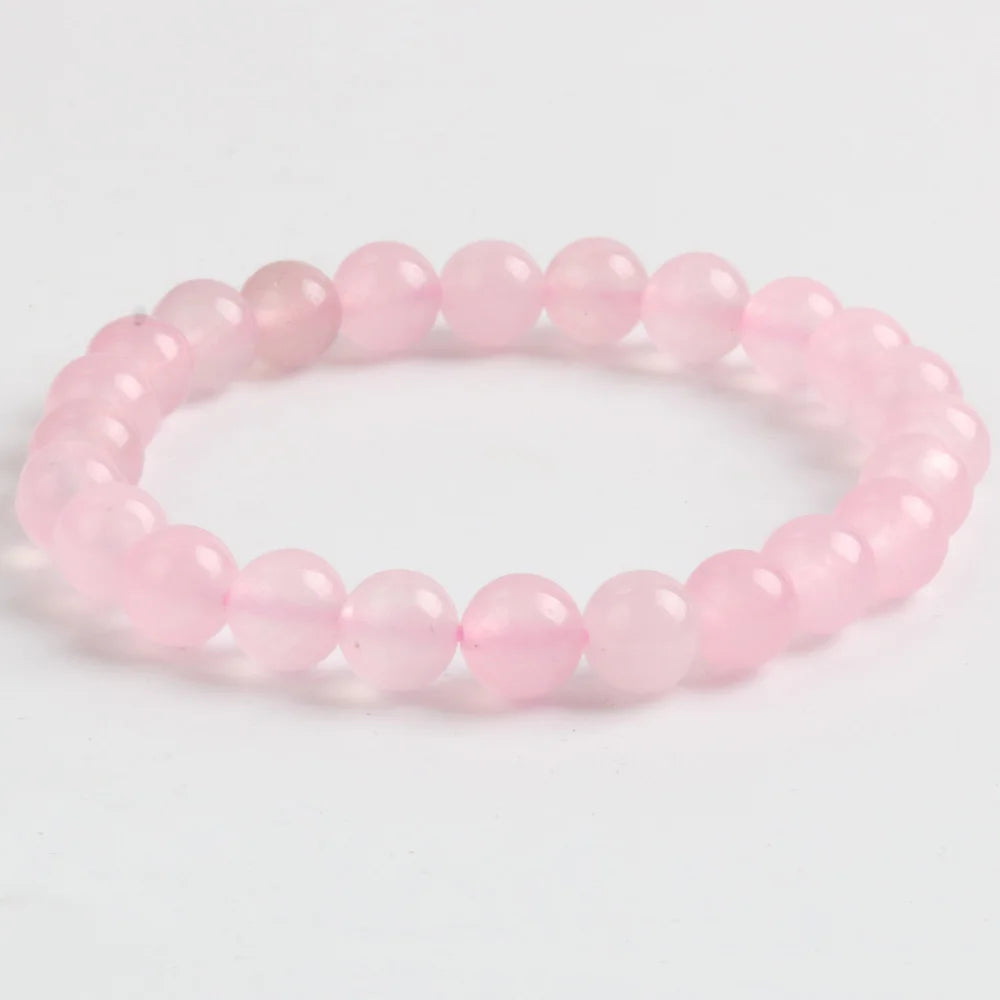 Women Pink Madagascar Rose Quartz Bracelet Fashion Natural Stone Healing Energy Jewelry for Gift