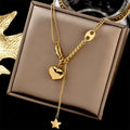 Wholesale New Stainless Steel Personalized Gold Plated Women Sweater Chain Heart Star Pendant Necklace
